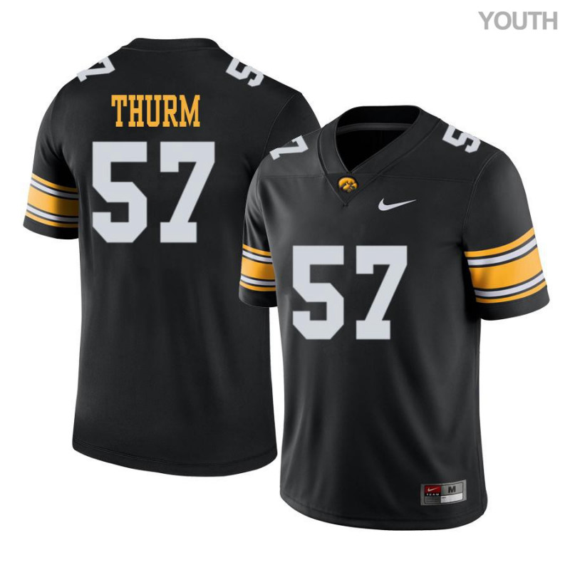 Youth Iowa Hawkeyes NCAA #57 Clayton Thurm Black Authentic Nike Alumni Stitched College Football Jersey JF34S34GB